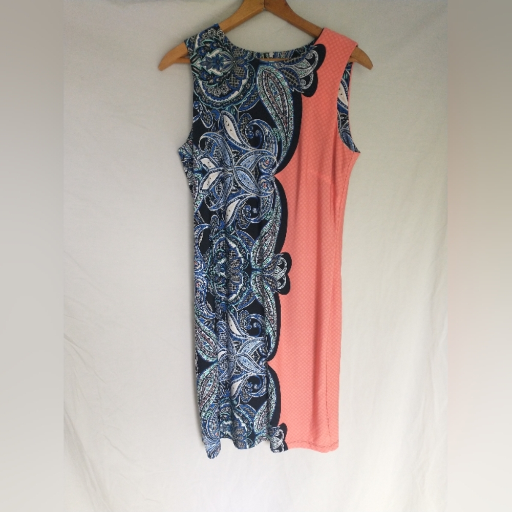 Women's Rafaella Pink and blue paisley sleeveless midi dress - Picture 5 of 9